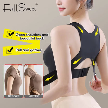Wireless Posture Correction Bra for Women Seamless Push up Bralette with Cross Back Support for Daily Shaping Lingerie